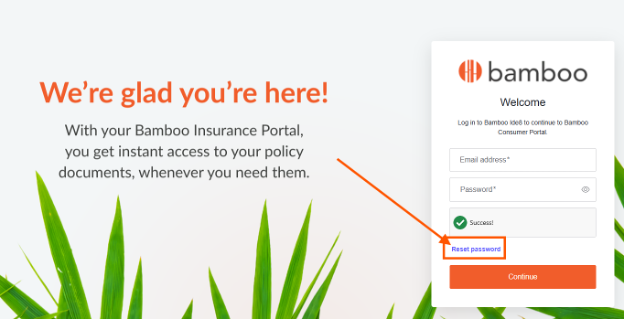 Reset password on Bamboo login page.